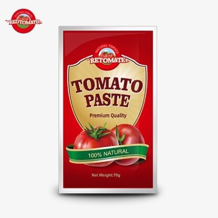 Фабричные пакеты из 70 грамм томатной пасты с чистотой от 30% до 100%