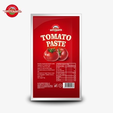 Фабричные пакеты из 70 грамм томатной пасты с чистотой от 30% до 100%