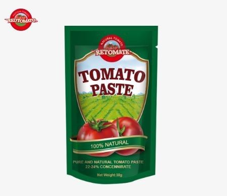 50 г в стойком пакете Томатная паста соответствует стандартам ISO HACCP и BRC, а также соблюдает правила производства FDA